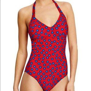 New w/ Tags Old Navy Sz XXL One Piece Swimsuit Red Blue Polka Dot Cut-Out Back